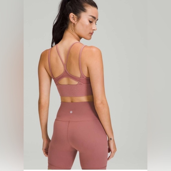 LULULEMON Nulu Mesh Support Yoga Bra Sz 6 Jewel Emboss Spiced Chai A/B Cup - Picture 9 of 10
